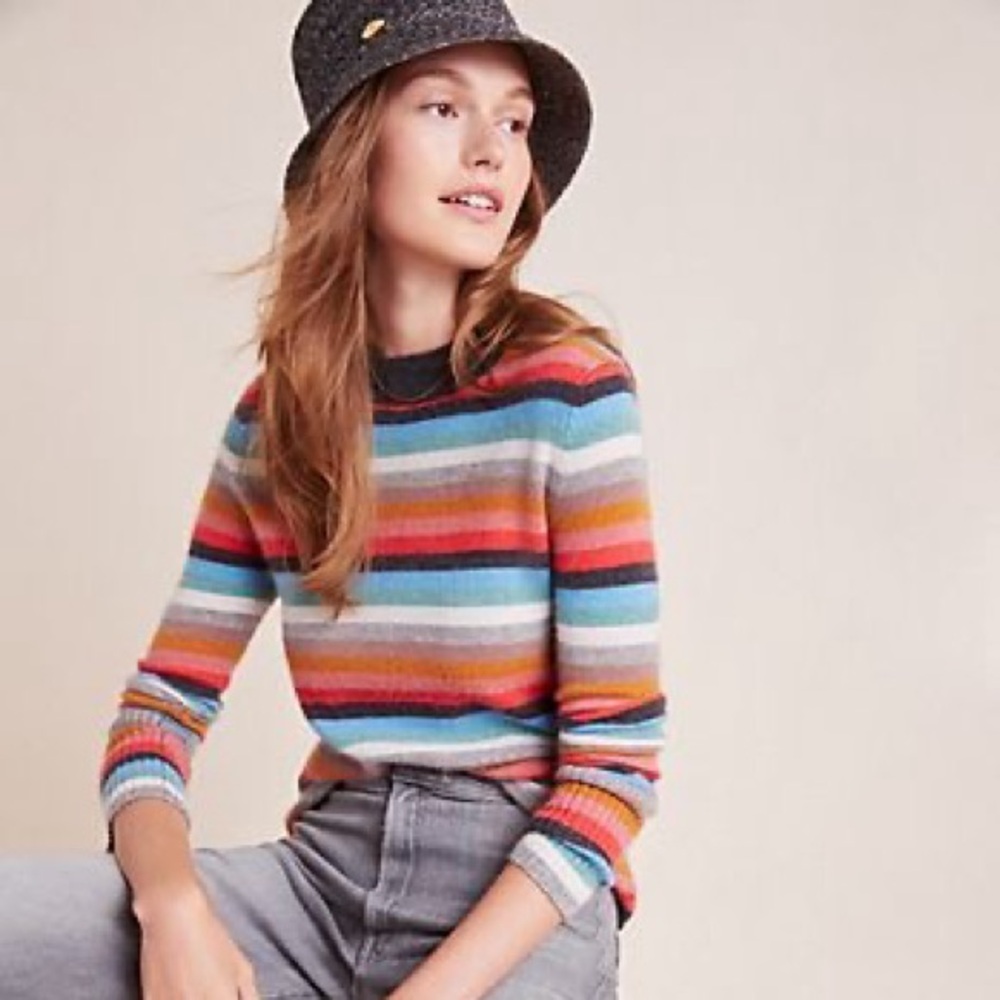 White + Warren L Striped Multicolor Sweater